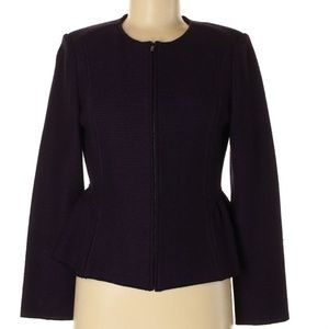 PURPLE St. John Peplum Wool Blazer w/Zipper